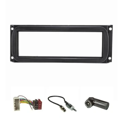 Abbildung von tomzz Audio 2407 008 Radioblende Set kompatibel mit Chrysler Neon PT Cruiser Jeep Wrangler Grand Cherokee Radioadapter ISO Antennenadapter DIN