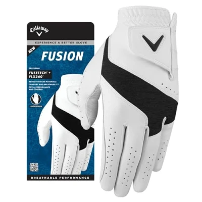 Abbildung von Callaway Golf Fusion Golfhandschuh (Links getragen, Standard, Weiß/Anthrazit), Größe M