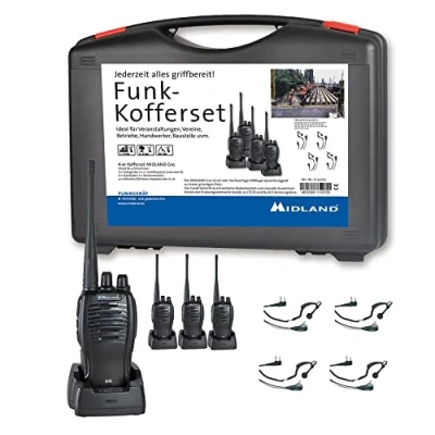 Abbildung von Midland G10 Pro PMR 2er Handwerker Kofferset, C1107.S1, inkl. MA21LK Headsets, Schwarz