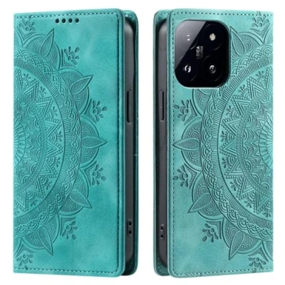 Abbildung von CoverKingz Handyhülle für Xiaomi 14 Handytasche mit Kartenfach Standfunktion Cover Handy Hülle klappbar Motiv Mandala Grün