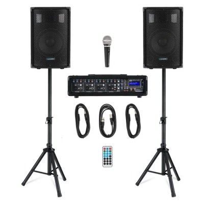 Abbildung von McGrey BP 210 Bandpack PA Anlage 100 Watt Lautsprechersystem (Bluetooth, 50 W, inkl. 4 Kanal Powermixer USB/SD Slot Mikrofon, Kabel &amp; Stative)