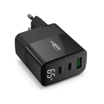 Abbildung von ANSMANN 3 Port USB Ladegerät mit bis zu 65 W/Power Delivery und Quick Charge 3.0 intelligenter Ladesteuerung/Ideal für Smartphone, Tablet, Tischventilator, LED Geräte, etc.