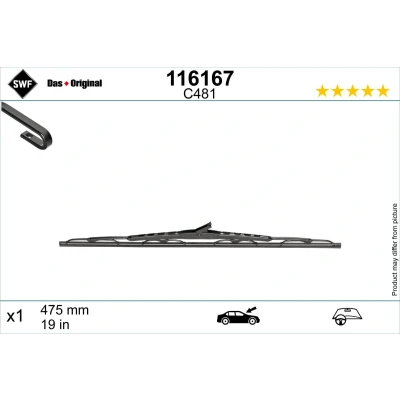 Abbildung von Scheibenwischer Swf 116167 475mm Bügelwischblatt 19Zoll MINI: Schrägheck, OPEL: Vectra C Caravan, Limousine