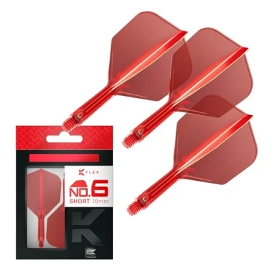 Abbildung von Target Darts K Flex Integrated Dart Flights and Shafts, Nr.6 Rot (Kurz) 3er Pack No6, Kflex All In One Moulded Flight &amp; Stem Professionelles Zubehör