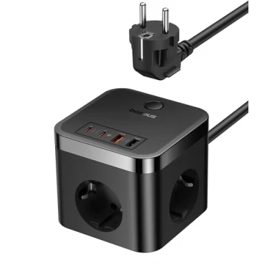 Abbildung von Baseus 30W Würfel USB C Steckdosenleiste GaN5 Ladegerät 3 Fach Steckdose mit Schalter, Tragbar PD für MacBook, iPad, iPhone 15/14/13/12, Galaxy, Spiel, Zuhause, Büro