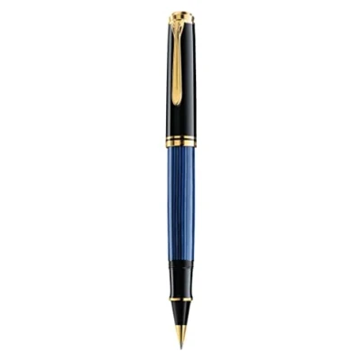 Abbildung von Pelikan Tintenroller Souverän 800, Schwarz Blau, hochwertiger Roller im Geschenk Etui, 997668