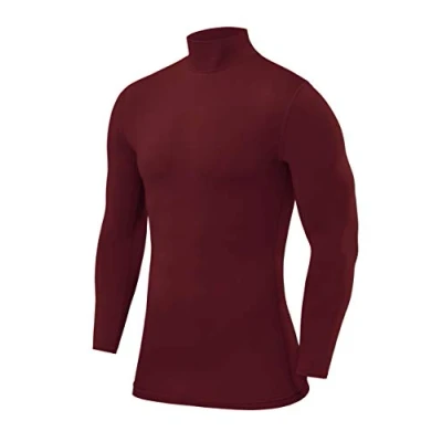 Abbildung von PowerLayer Kompressionsshirt Herren Compression Shirt Funktionssshirt Langarm Laufshirt Mock Neck Sportshirt Longsleeve Oberteil Unterziehshirt Blau, M