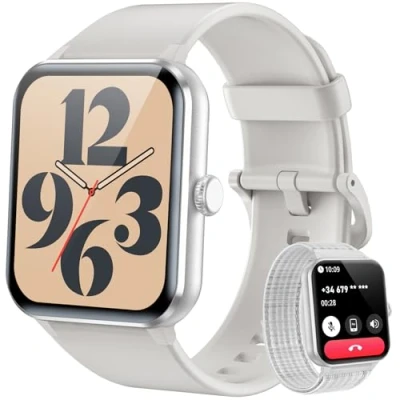 Abbildung von IOWODO Smartwatch Damen Herren, 1.85&#039;&#039; Fitnessuhr mit Telefonfunktion/Message Reminder, Herzfrequenzmonitor Schlafmonitor Schrittzähler, Sportuhr für iOS/Android