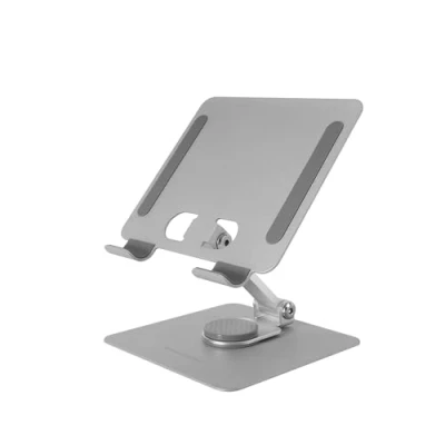 Abbildung von Mars Gaming MA RST, 2in1 Tablet und Convertible Stand bis zu 13&quot;, 360 Drehbar + 180 Höhen Winkelverstellbar, Leichter Stahl Faltbarer Ständer, Anti Rutsch, Silber Grau