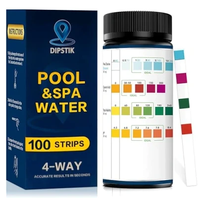 Abbildung von 3 in 1 Pool Teststreifen für Spa,100 Stück Tester, Wassertest Set, Genauer Chemischer Tester Feststreifen pH und Chlor, Brom,Alkalinität,Pool Zubehör