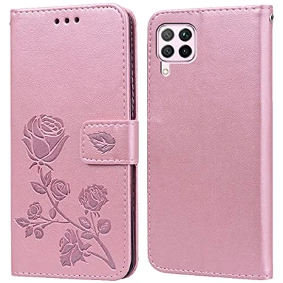 Abbildung von PKQTOP Hülle für Huawei P40 Lite 4G Handyhülle,Klappbar Tasche Case,Standfunktion,Kartenfach,Silikon Bumper,Stoßfeste Schutzhülle Cover