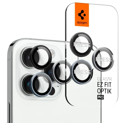 Abbildung von Spigen Glas.tR EZ Fit Optik Pro Kameraschutz kompatibel mit iPhone 16 Pro/Pro Max, 15 14 2 Stück, ZeroOne Edition, Individuelle Kameraprotektion, Anti Kratzer