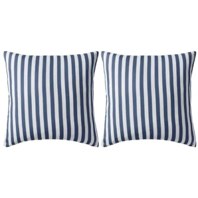 Abbildung von vidaXL Zierkissen Gartenkissen 2 Stk. Streifenmuster 45 x cm Marineblau, (2 St)