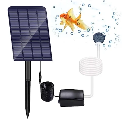 Abbildung von Solar Sauerstoffpumpe, GuKKK 2W Teichbelüfter, Luftpumpe Aquarium Oxygenator, Oxygenator Angelbelüfter mit Rohr Luftblasensteinen, für Gartenteiche