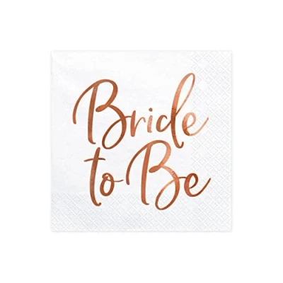 Abbildung von Servietten Bride To Be 20 Stück 33x33cm 1/4 Falz 3 lagig Papierservietten Frauen JGA weiß rosegold/Servietten für Braut, Hochzeitparty Rose Gold, 33 X cm
