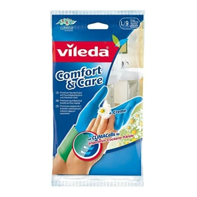 Abbildung von Vileda Latexhandschuhe Comfort &amp; Care Gummihandschuhe mit Kamille Lotion (1 St)