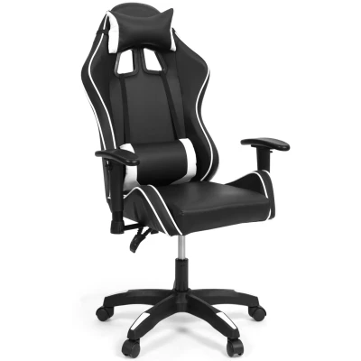 Abbildung von IDMarket Gaming Stuhl Carter 2D Armlehnen, drehbar, höhenverstellbar, Schwarz und Weiß