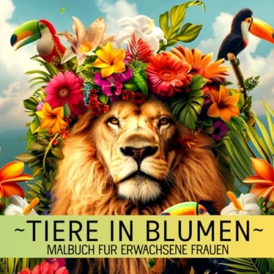 Abbildung von Tiere in Blumen Malbuch für Erwachsene Frauen: Ausmalbuch mit Unglaublichen Tieren im Blumenparadies Detail Achtsamkeit, Entspannung und Stressabbau