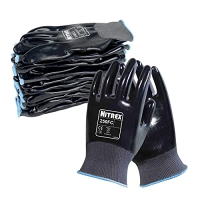 Abbildung von NITREX Unigloves 250FC Wiederverwendbare Handschuhe mit Nitrilbeschichtung und Polyesterfutter, Grau/Schwarz