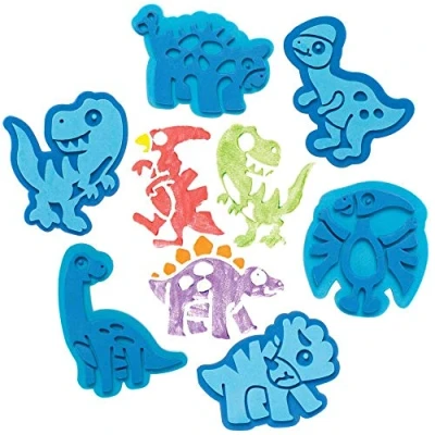 Abbildung von Baker Ross FE187 Bastel Schaumstoffstempel, Dinosaurier, Bastelstempel, Stempelsets für Kinder, ideal Kunst und Bastelprojekte, Packung mit 10 Stück