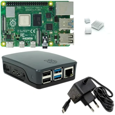 Abbildung von Raspberry Pi 4 8GB Starter Kit schwarz 5V 3A USB C Netzteil Gehäuse Kühlkörper Model B 8 GB RAM