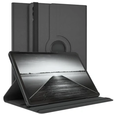 Abbildung von EAZY Case Tablet Hülle für Samsung Galaxy Tab S10 Plus / S9 FE Schutzhülle Smart Cover Rotationcase Aufstellen Klapphülle 360 drehbar mit Standfunktion Tasche Kunstleder Schwarz