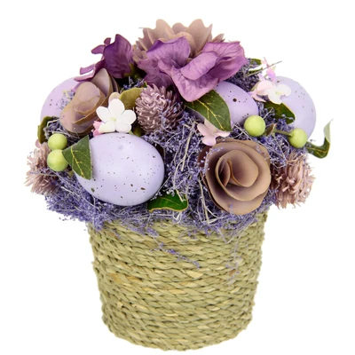 Abbildung von I.GE.A. Kunstblume &quot;Gesteck Ei/Trockenblumen&quot;, Im Topf Hortensie Ostergesteck Osterdeko Oster Ei Arrangement Deko