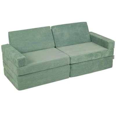 Abbildung von KiddyMoon Kindersofa Aufklappen Aus Schaumstoff Spielsofa Für Kinder Schlafsofa Kindersessel Couch Sofa Kinderzimmer Kindercouch Faltmatratze Matratzen, Grün