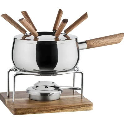 Abbildung von MÄSER 931895 Fondue Set für 6 Personen in modern rustikalem Design, ideal Fleischfondue, 10 teiliges Fondueset inklusive Fonduegabeln und Fonduebrenner, Edelstahl, 1.9 liters