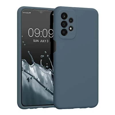 Abbildung von kwmobile Handyhülle kompatibel mit Samsung Galaxy A23 4G / 5G Hülle gummierte Handy Case aus Silikon in Dunkler Schiefer