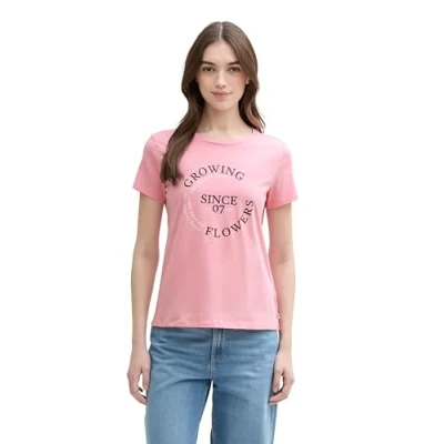 Abbildung von TOM Tailor Denim Printed Tshirt print, Damen, Größe: Small, Light dusty pink