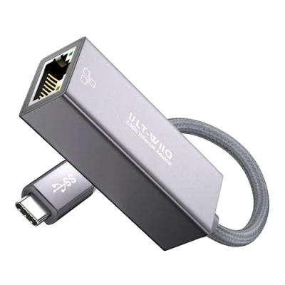 Abbildung von USB C Ethernet 2.5Gb Adapter, auf RJ45 2,5GbE LAN 2500/1000 Mbps Gigabit Netzwerk Adapter für Thunderbolt 4/3, USB4, MacOS, Windows, Linux, Steam Deck, Mac Mini, Surface, NAS, Server