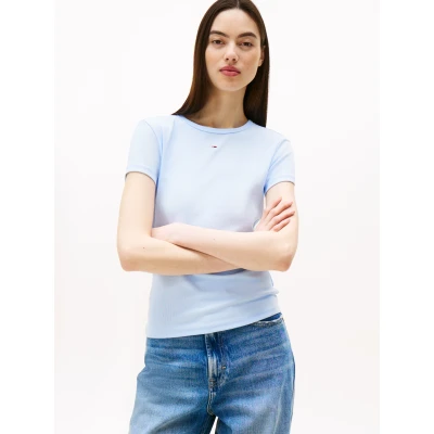 Abbildung von Tommy Jeans SLIM Essential Tshirt basic, Damen, Größe: 40, Sweet blue