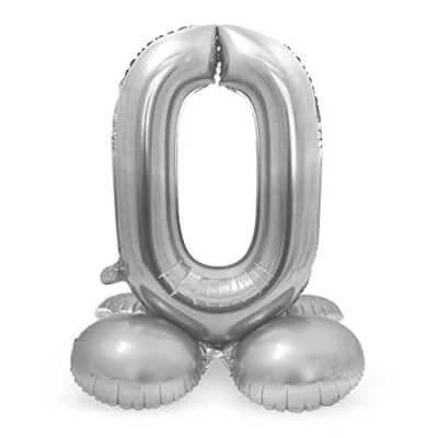 Abbildung von Figurenballon 0 silber stehen 72 cm