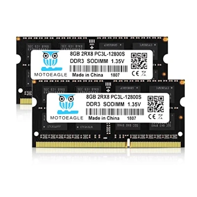 Abbildung von Motoeagle DDR3L 1600 SODIMM 16GB Kit (2x8GB) PC3L 12800S 8GB 2Rx8 PC3 DDR3 1600MHz RAM 1,35V/1,5V CL11 204 Pin Non ECC ungepufferter Laptop Speicher