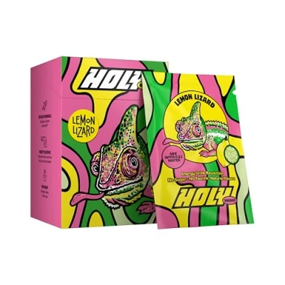 Abbildung von HOLY Energy Gaming Booster 10er Probier Box &#039;Lemon Lizard&#039; mit Zitrone &amp; Gurken Geschmack Pulver 10 Portionen NewCaff Grüntee Extrakt Focus Drink Vegan 100% natürlichen Fruchtaromen