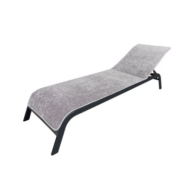 Abbildung von LAYNENBURG Premium Schonbezug für Gartenliege 100% Baumwolle Oeko TEX 100 Frottee Handtuch Bezug Sonnenliege Liegenbezug mit Umschlag Standliege, Liege Stuhl (75x200 cm Grau)
