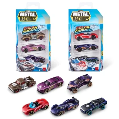 Abbildung von Metal Machines Farbwechselauto Serie 4, Mini Die Cast Auto 6er Pack von ZURU, Rennwagen zum Sammeln für Jungen, Spielzeugauto im Maßstab 1:64 (6er Pack), Stile können variieren