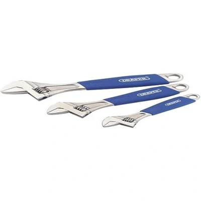 Abbildung von Draper 88598 Einmaulschlüssel verstellbar 3 teilig mit Softgrip Griffen