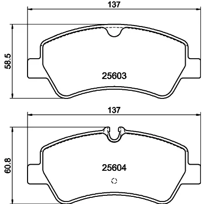 Abbildung von HELLA 8DB 355 020 721 Bremsbelagsatz für Verschleißwarnanzeiger vorbereitet mit Bremssattelschrauben Zubehör FORD: Transit Custom V362 Kastenwagen