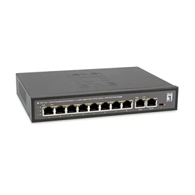 Abbildung von LevelOne Switch 10 Fast Ethernet Ports mit 8 PoE 120W 2 Uplink Gigabit (FGP 1031)