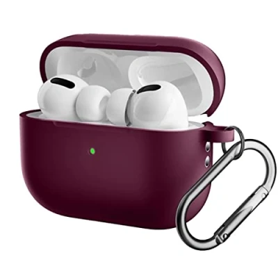 Abbildung von CoverKingz Hülle kompatibel mit AirPods Pro 2 Silikon Schutzhülle Cover Case Tasche Weinrot