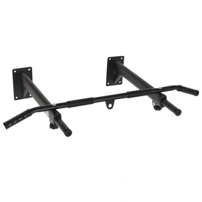 Abbildung von Klimmzugstange pull up bar Wandmontage Reckstange mit Ösen für Boxsack Stahl Schwarz ca. 93,5 x 65