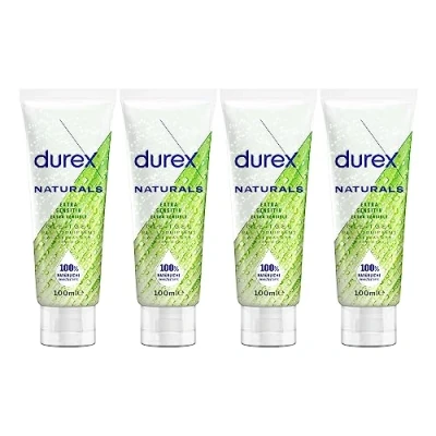 Abbildung von Gleitgel auf Wasserbasis aus 100% natürlichen Inhaltsstoffen mit Intim Balance Formel Durex Naturals 4x 100ml in der Tube