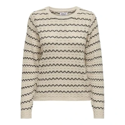 Abbildung von ONLY Onlasa Structure Oneck Strickpullover, Damen, Größe: XS, Birch/black