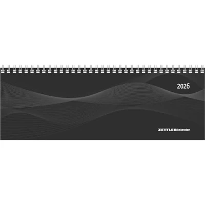 Abbildung von Tisch Querkalender Profi schwarz 2026 Büro Planer 29,7x10,5 cm Kalender 1 Woche 2 Seiten Ringbindung Zettler