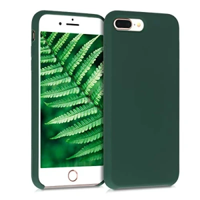Abbildung von kwmobile Hülle kompatibel mit Apple iPhone 7 Plus/iPhone 8 Plus Silikon Handy Case Handyhülle weiche Oberfläche kabelloses Laden Moosgrün
