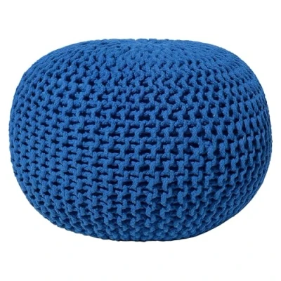 Abbildung von Gestrickter Pouf Blau Kobaltblau ⌀ 40 cm Baumwolle Ottomane Conrad