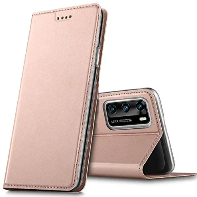 Abbildung von Verco Handyhülle für Huawei P40, Premium Handy Flip Cover P40 Hülle [integr. Magnet] Book Case PU Leder Tasche, Rosegold