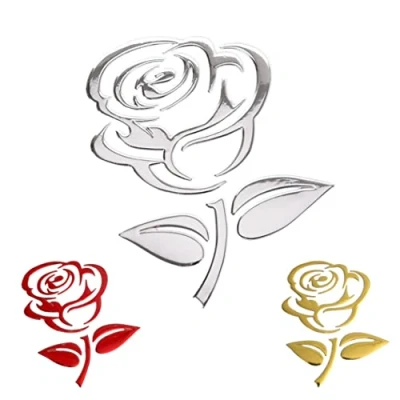 Abbildung von Sosa &amp; Ya Autoaufkleber Rose Blume Motorrad Styling 3D Sticker Emblem Auto Aufkleber Stickers (Silber)